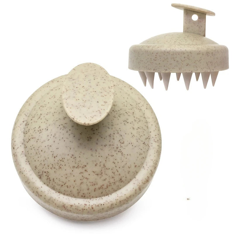 Beige textured lid and brush on a white background
