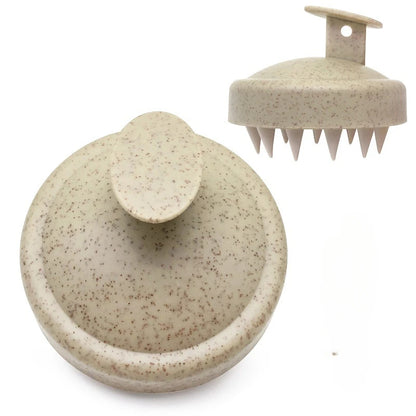 Beige textured lid and brush on a white background