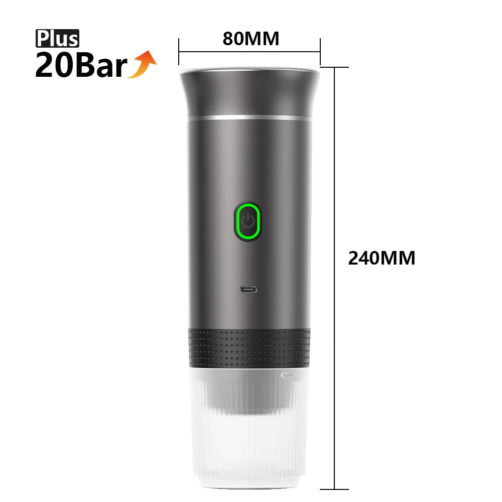 Measurement chart of a device with dimensions labeled, featuring the brand 'Plus 20Bar'.