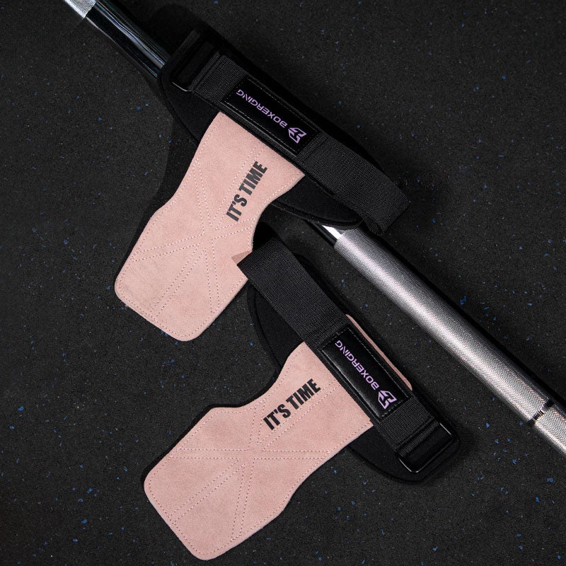 Pink socks with 'It's Time' text on a black background