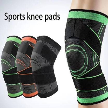 Sports knee pads with green accents on a white background