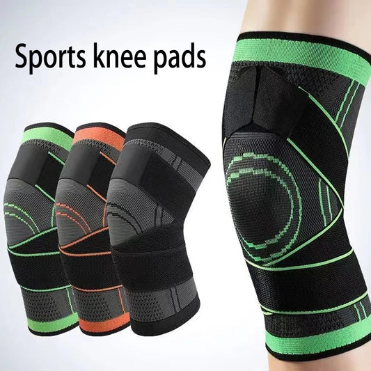 Sports knee pads with green accents on a white background