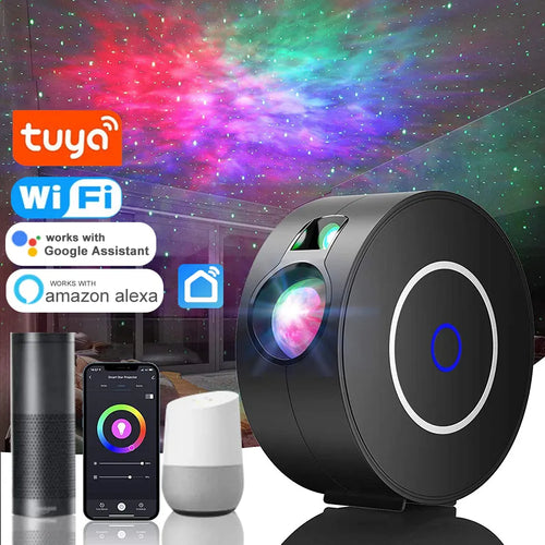 StellarGlow Smart WiFi Galaxy Projector | Tuya-Enabled App & Voice Control Aurora Night Light