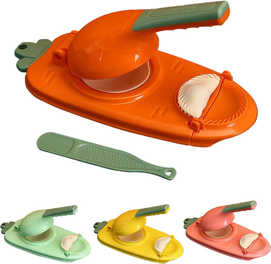Multicolored kitchen tool with interchangeable parts on a white background