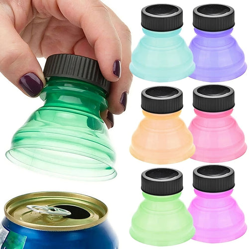 Collapsible water bottles in various colors with a hand holding one green bottle.