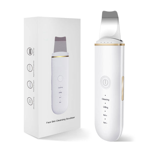 White face skin cleansing scrubber with packaging on a white background