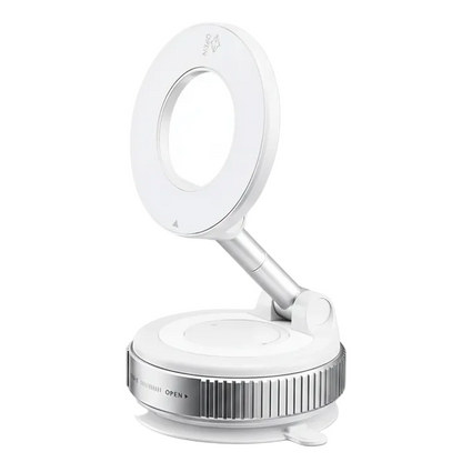 White magnifying lamp with adjustable arm on a white background