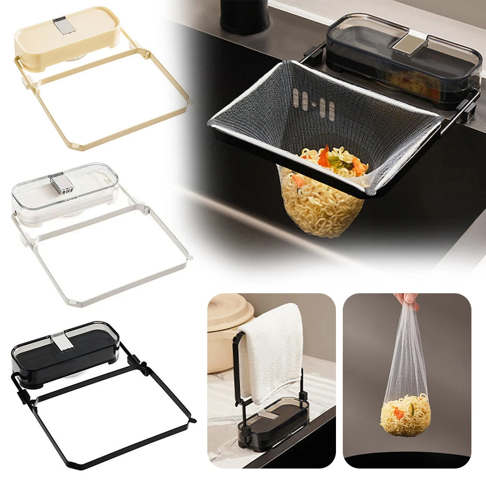 Collage of a kitchen product with various attachments and uses.