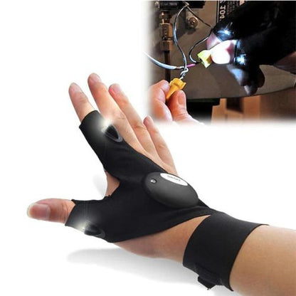 LED Flashlight Fingerless Gloves