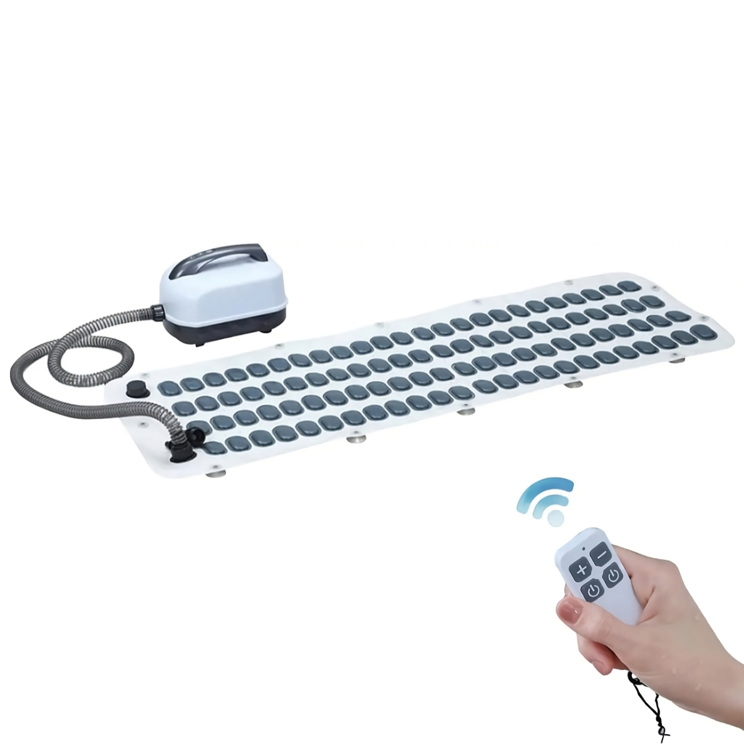 Inflatable pool keyboard with remote control on a white background