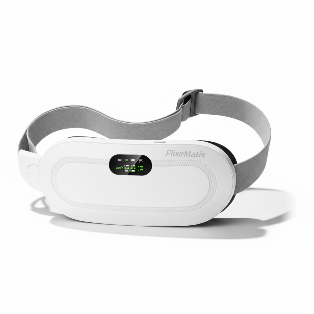 White electronic device with a green display on a gray background