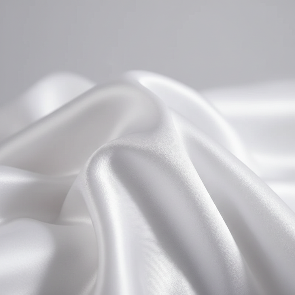 Close-up of white satin pillowcase