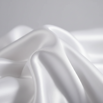 Close-up of white satin pillowcase