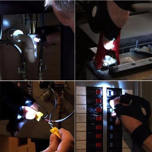 LED Flashlight Fingerless Gloves
