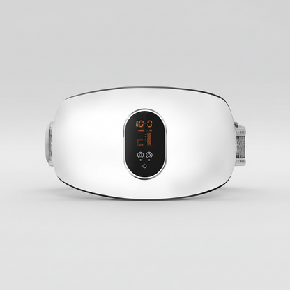 White electronic device with digital display on a light gray background