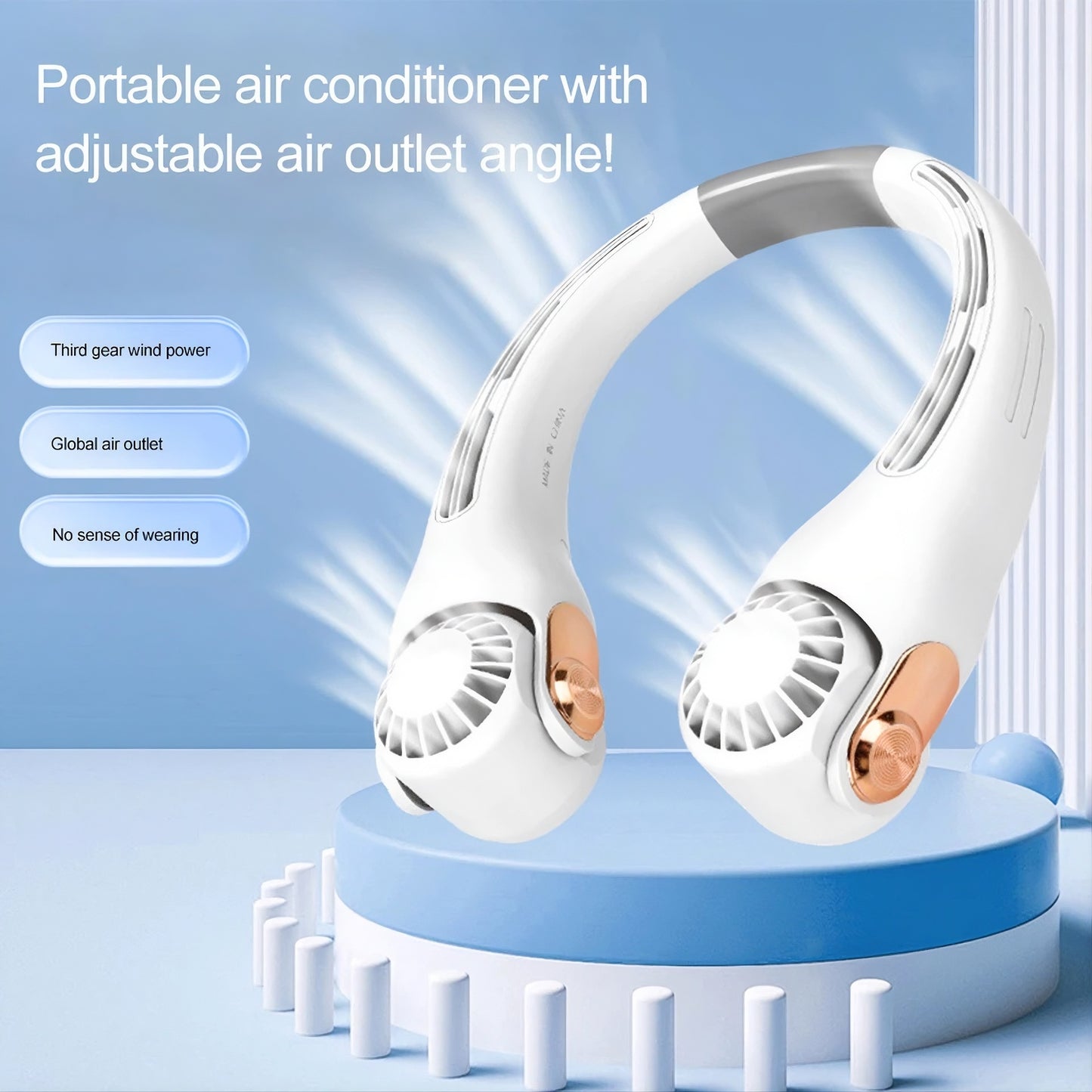 Hands-Free Bladeless Neck Fan | 360° Personal Cooling Wearable