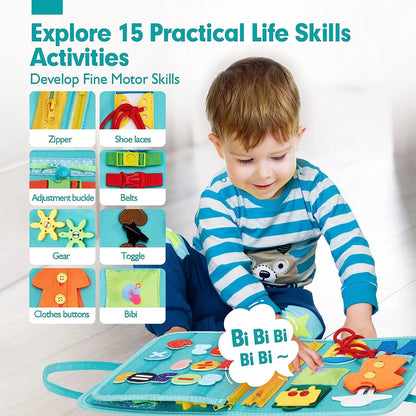 TinyTrek 8-Page Sensory Busy Book | Premium Toddler Fine Motor Skill Activity Board
