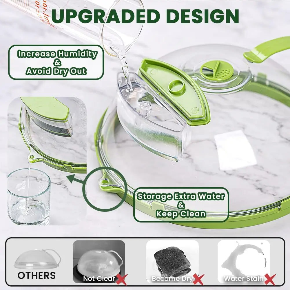 Green and clear humidifier with features highlighted on a white background