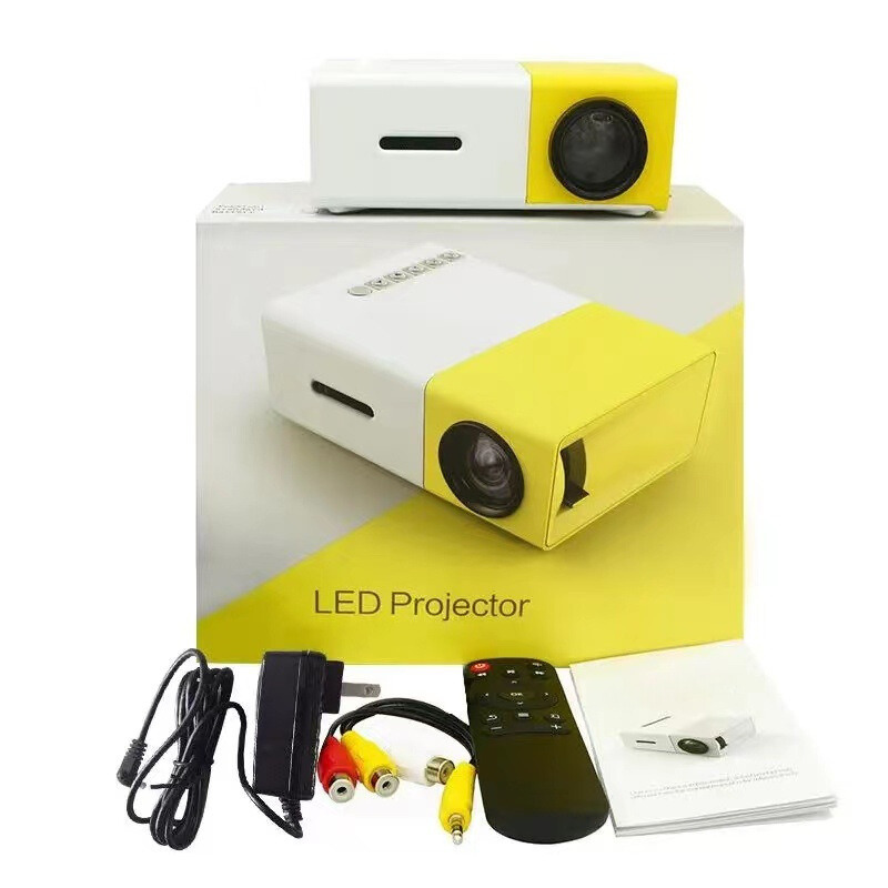LED projector with accessories on a white background