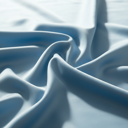 Close-up of light blue fabric with soft folds
