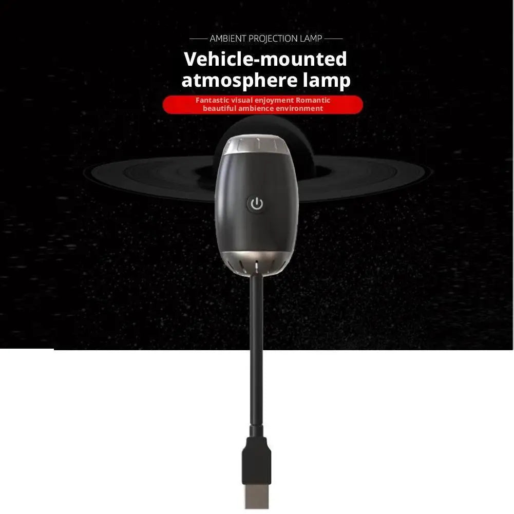 Vehicle-mounted atmosphere lamp with USB cable on a dark background