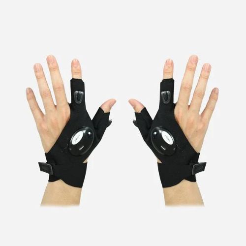 LED Flashlight Fingerless Gloves