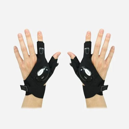 LED Flashlight Fingerless Gloves