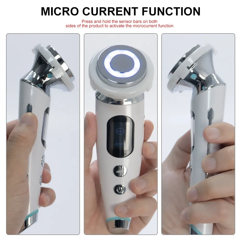 Handheld electronic device with micro current function on a white background