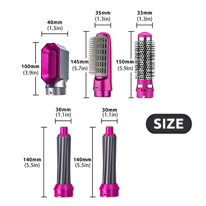 Hair styling tool with measurements on a white background