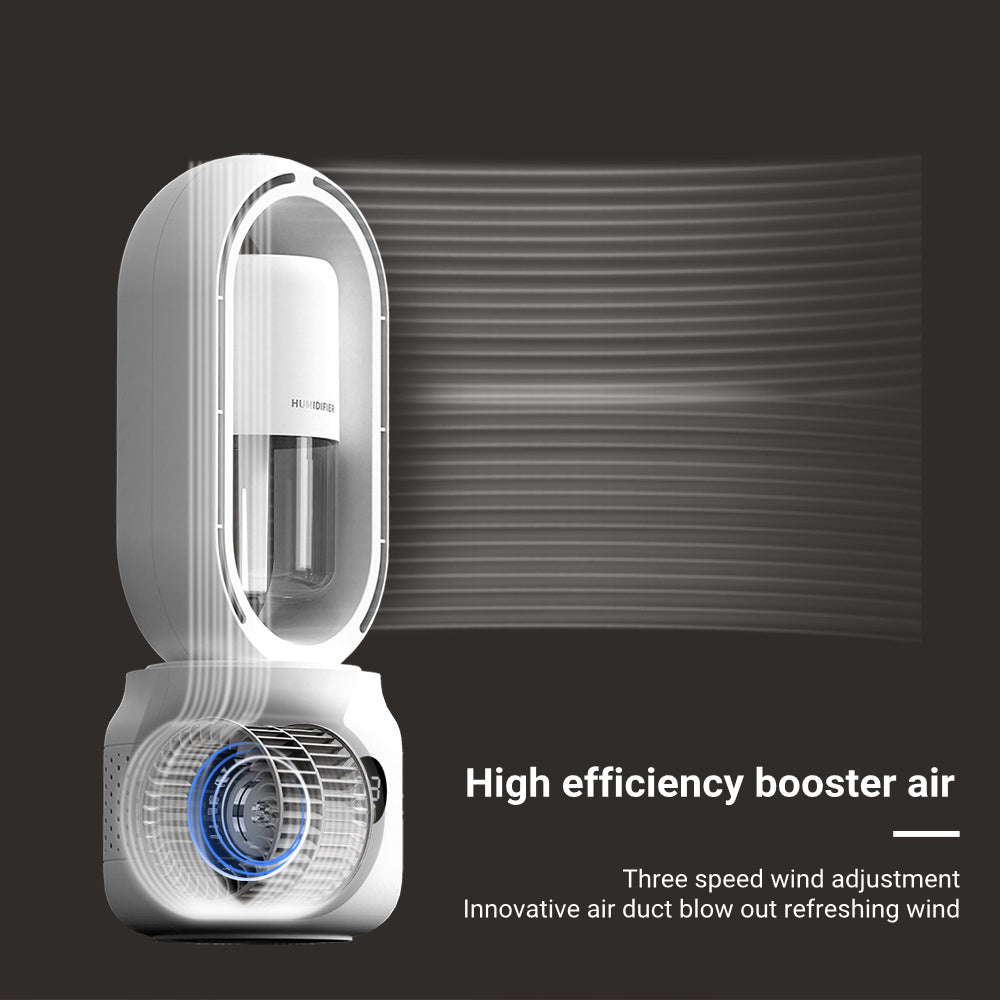 Air blower with labeled features on a black background