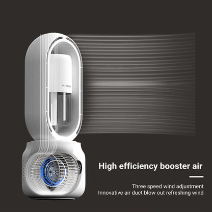 Air blower with labeled features on a black background