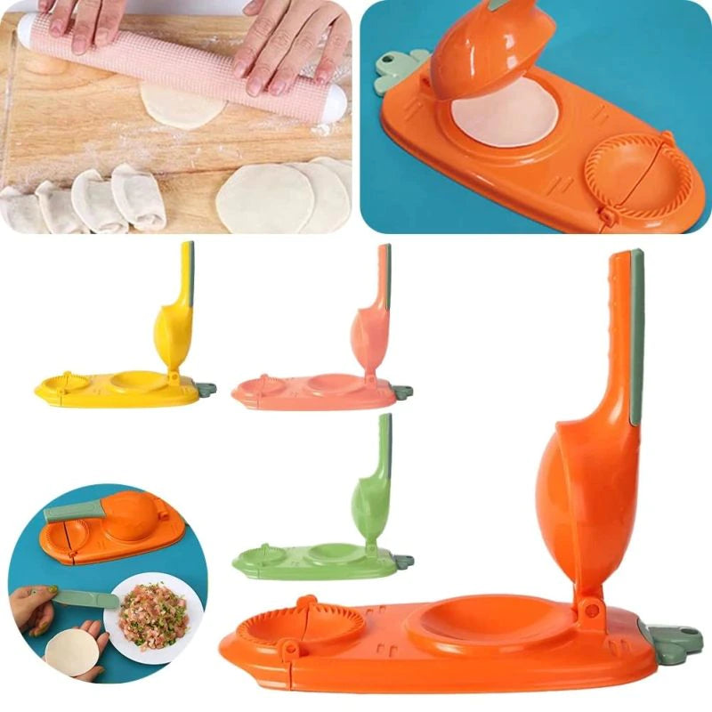 Multifunctional kitchen tool with various attachments on a white background