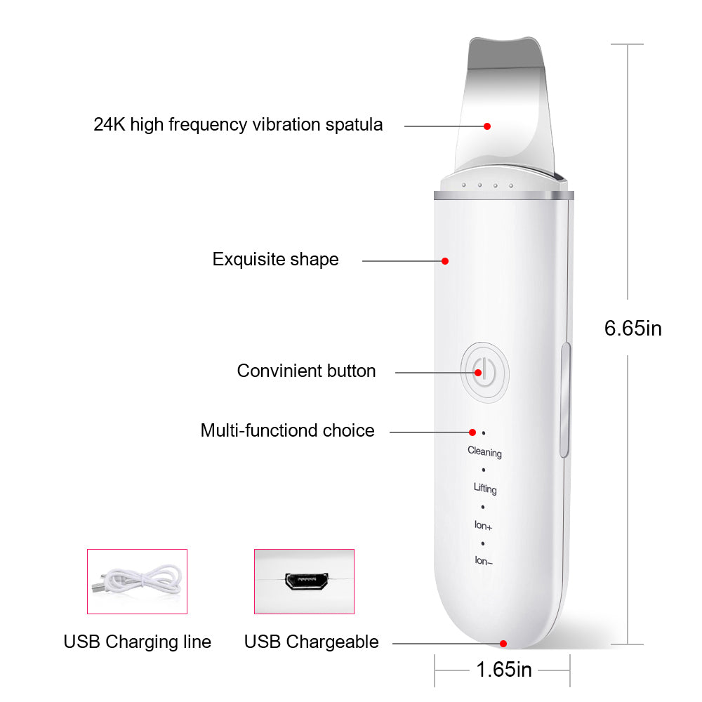 White electronic device with labeled features on a white background