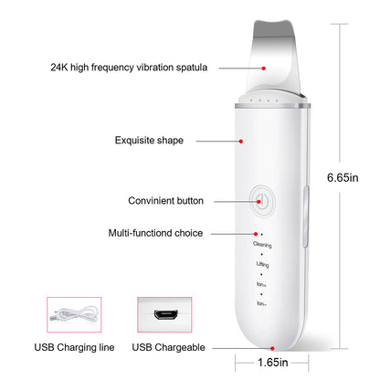 White electronic device with labeled features on a white background