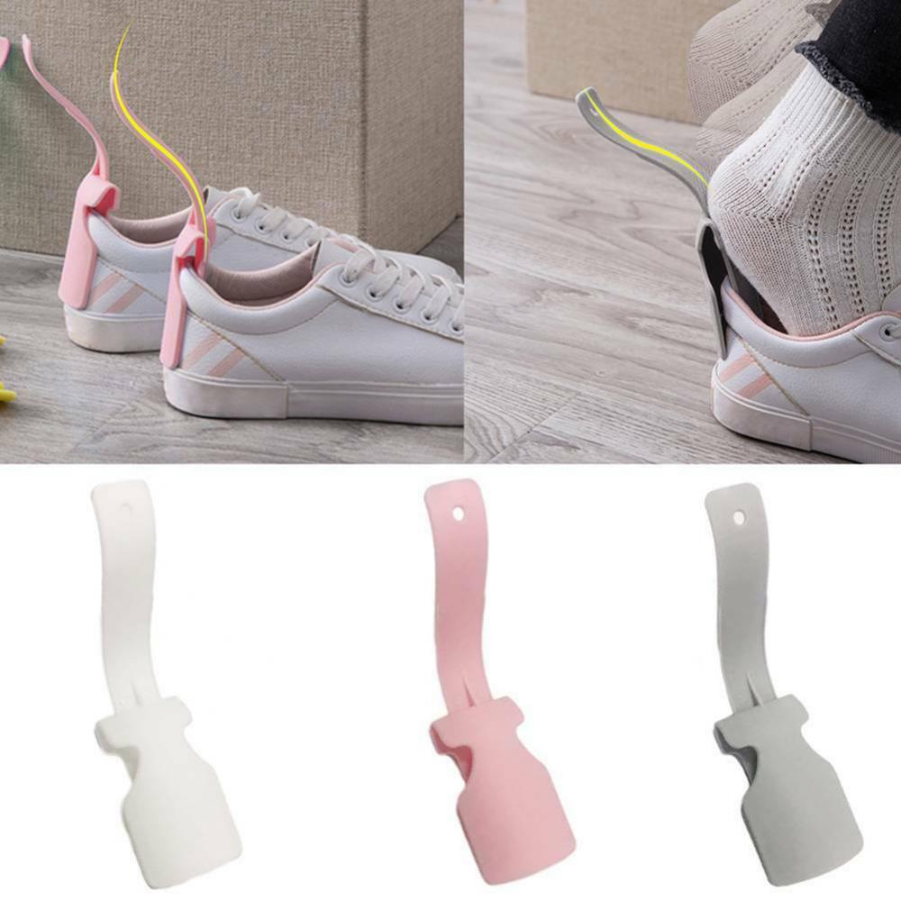 Collage of shoe lace extenders with white, pink, and gray options, showing their use on a sneaker.