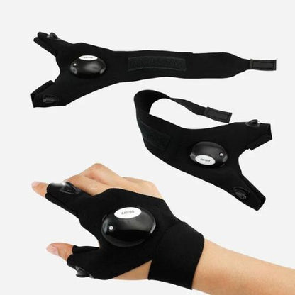 LED Flashlight Fingerless Gloves