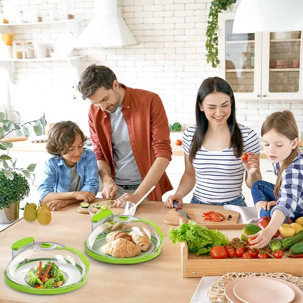 Family preparing food together in a kitchen