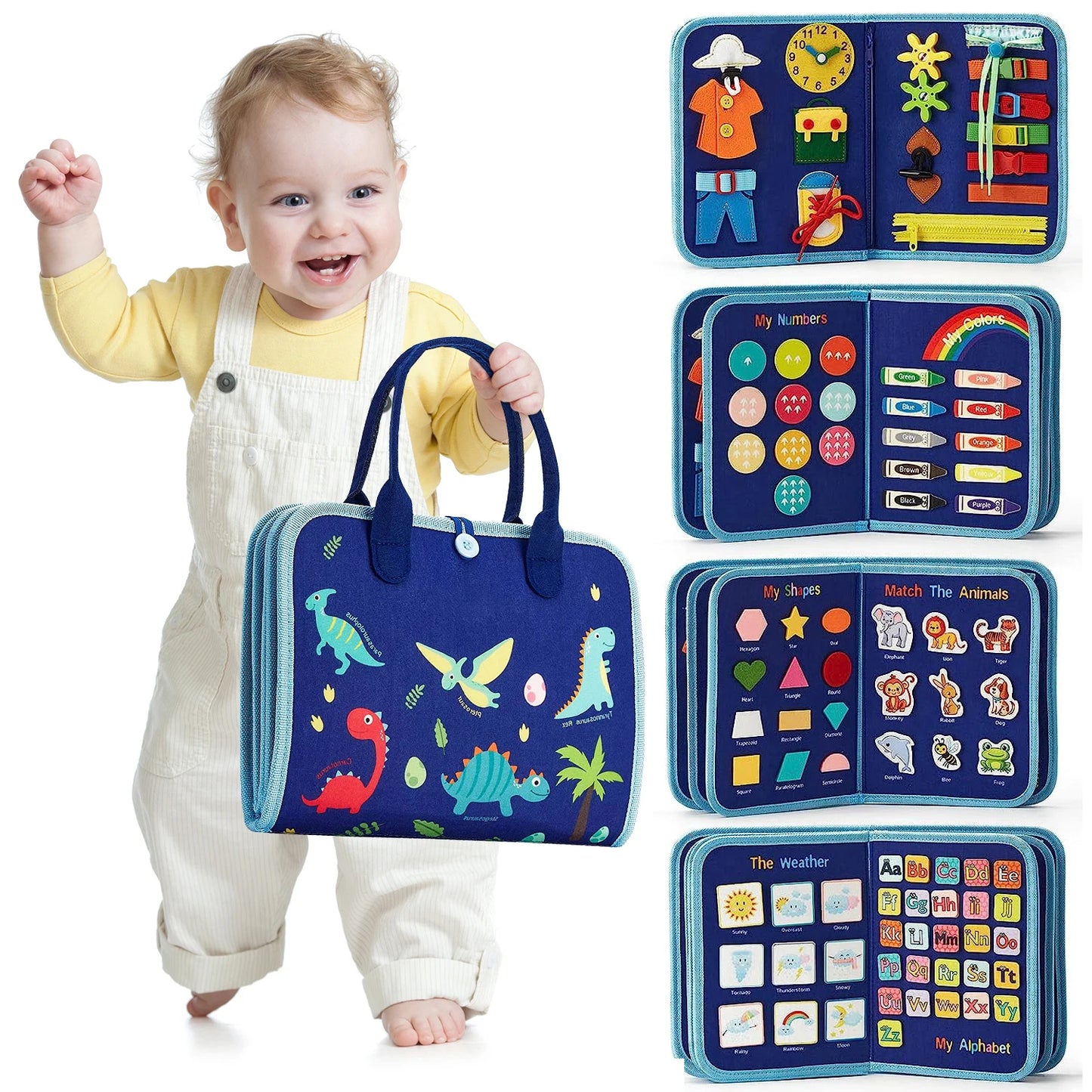 TinyTrek 8-Page Sensory Busy Book | Premium Toddler Fine Motor Skill Activity Board