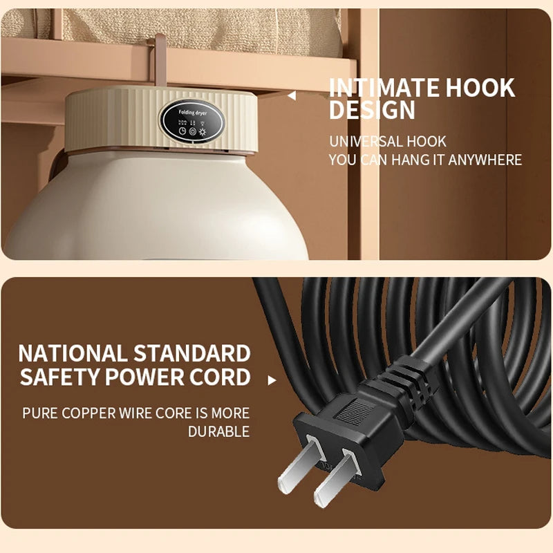 Product with hook and power cord on a brown background
