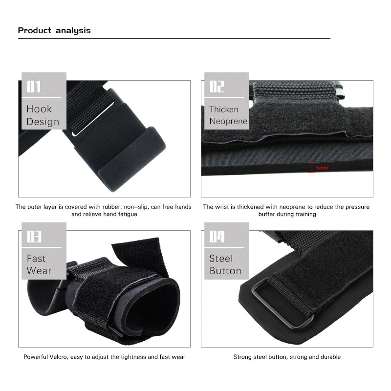 Black wrist support with features highlighted on a white background