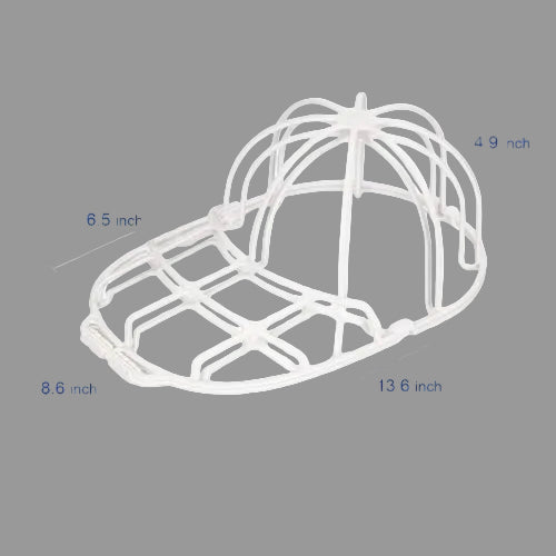 Measurement chart of a white plastic grid with dimensions labeled on a white background