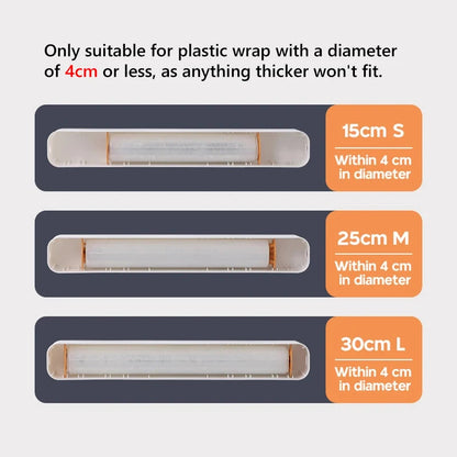 Measurement chart for plastic wrap with sizes S, M, and L, suitable for diameters up to 4cm.