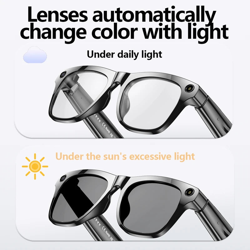 Sunglasses with color-changing lenses on a white background