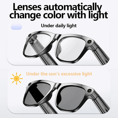 Sunglasses with color-changing lenses on a white background