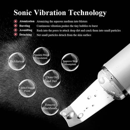 Sonic vibration technology illustration with a device on a black background
