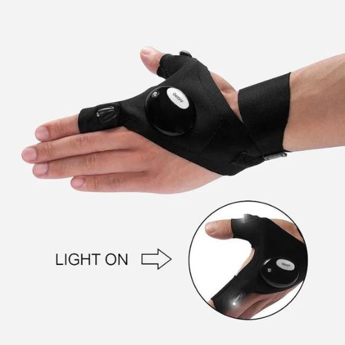LED Flashlight Fingerless Gloves