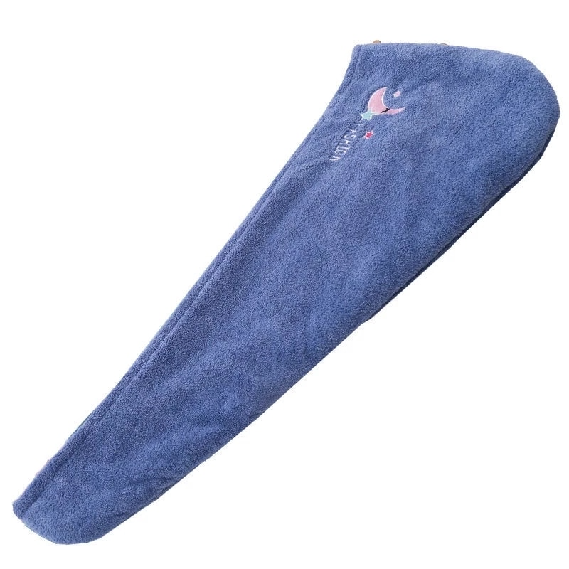 Blue towel with a logo on a white background
