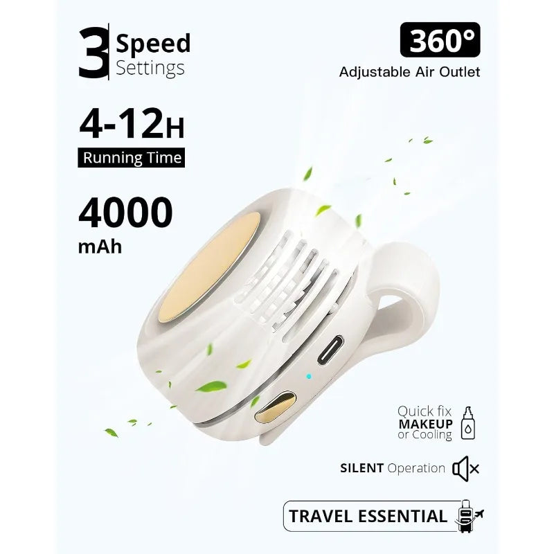 StealthBreeze Portable Clip-On Fan | Bladeless Hands-Free Personal Cooler