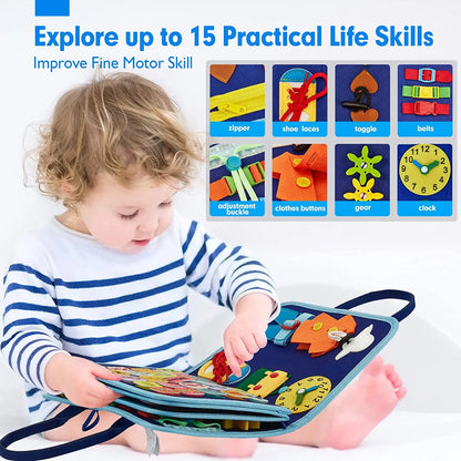 TinyTrek 8-Page Sensory Busy Book | Premium Toddler Fine Motor Skill Activity Board