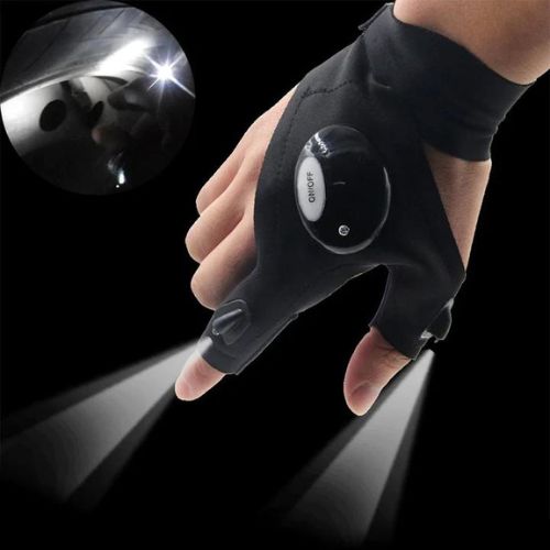LED Flashlight Fingerless Gloves